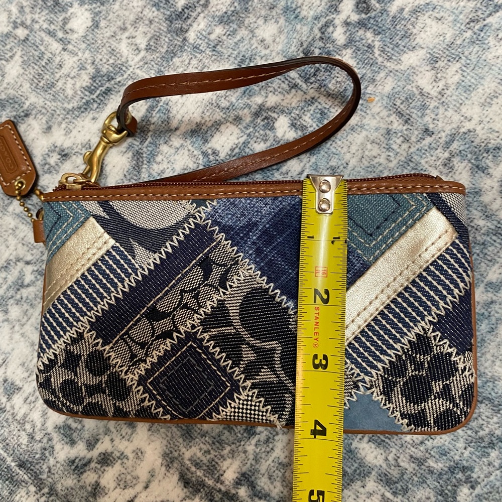 Coach RARE Patchwork Wristlet in Blue Denim and Brown Leather NWOT - Picture 5 of 5